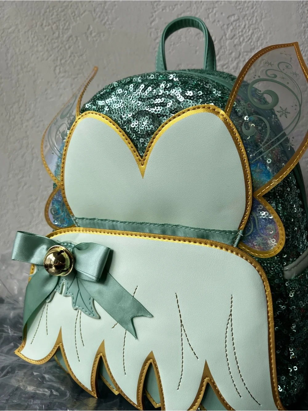 NWT Loungefly Disney Peter Pan Tinker Bell Wings Holiday Sequin Mini Backpack